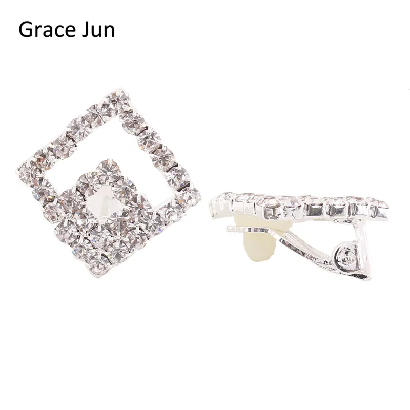 

Grace Jun(TM) 2017Hot Sale Square Rhinestone Clip on Earrings without piercing for Women party Fashion Jewelry needn't ear hole