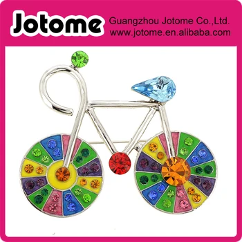 

MultiColor Crystal Bicycle Pin Brooch 2.25 x 1.875 inches