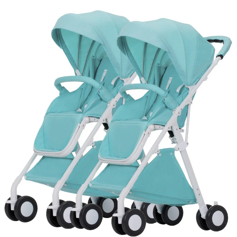 Twin baby stroller detachable can sit reclining reversing light folding second child baby car safety stable twin baby stroller - Цвет: D