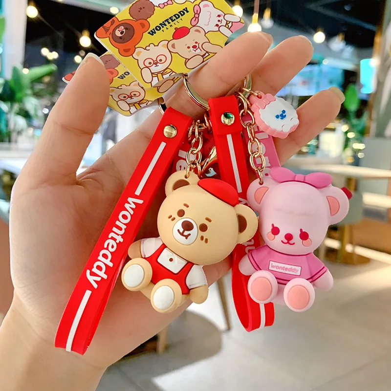 

2019 Children's Cartoon Teddy Key Toy Car Key Holder Pendant Doll Cute Couple Key Chain Bag Pendant Gift