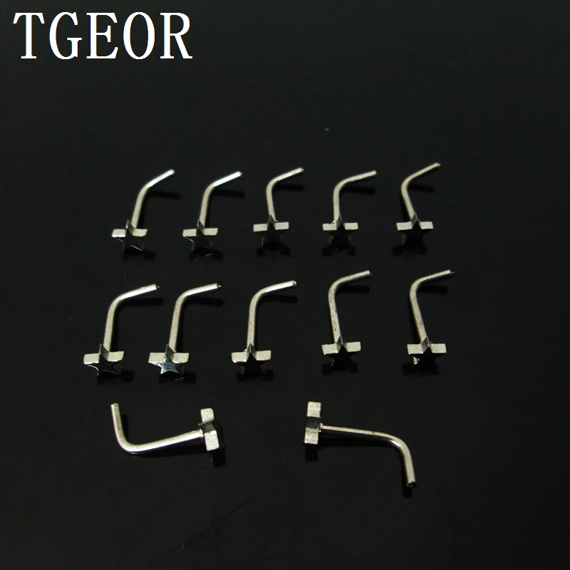 

Free shipping Hot wholesale 18G 1.0mm 100pcs star fish tail nose stud Stainless Steel piercing nose ring