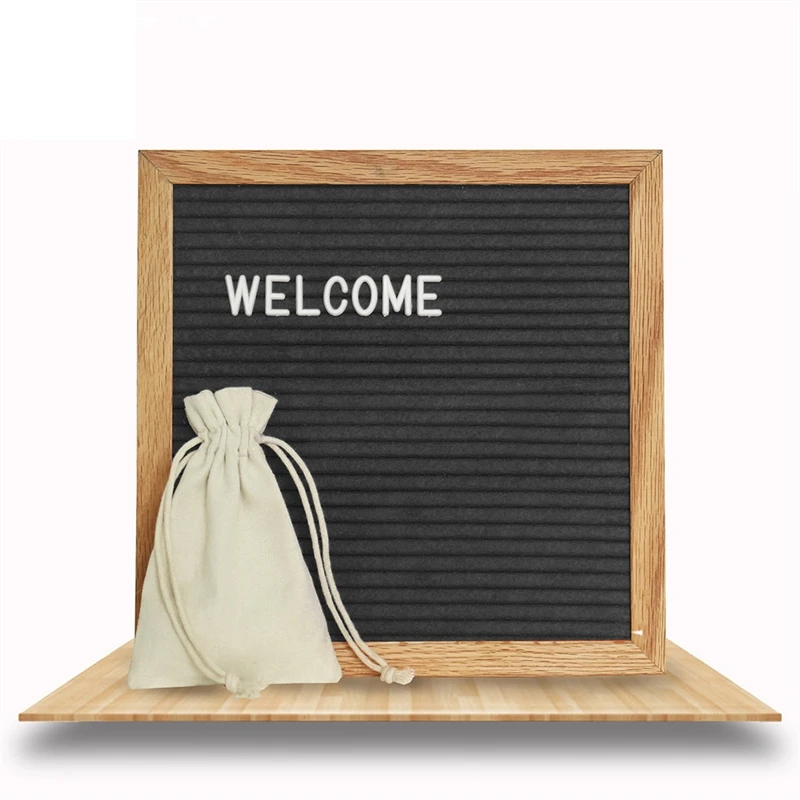 Pawaca-Black-Felt-Wood-Message-Board-10x10-Inches-Changeable-Letter-Boards-Sign-290-White-Plastic-Letters