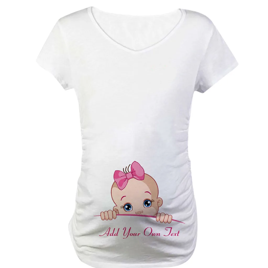 LONSANT топы для беременных с забавным мультяшным принтом; женская футболка с короткими рукавами; хлопковая блузка с круглым вырезом для беременных; летняя одежда для беременных