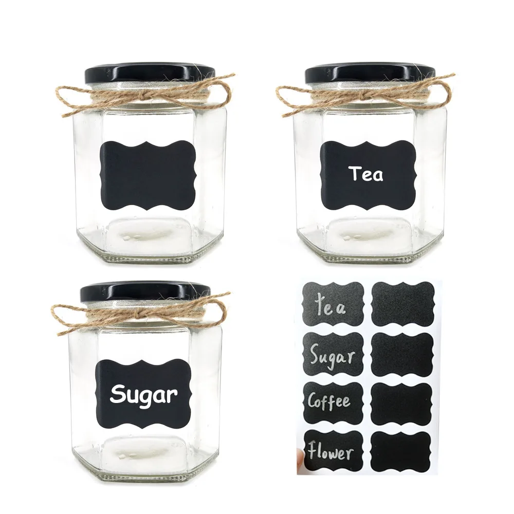 48pcs/set Blackboard Stickers Label Craft Kitchen Jam Jar Labels Black Chalkboard Chalk Board | Дом и сад