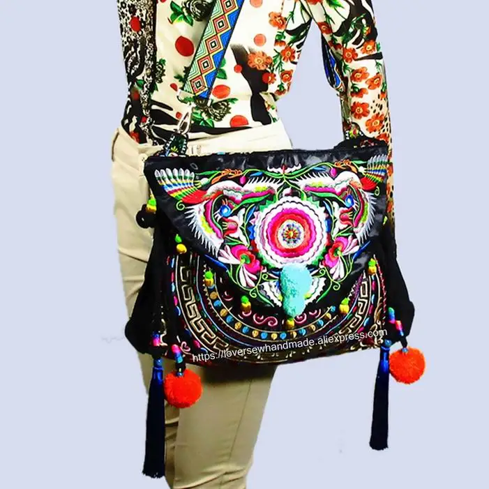 Details about    Hmong Tribal Embroidered Women Bag Clutch Crossbody Purse Make Up Boho Handmade