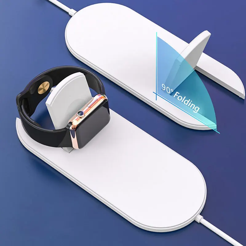 2 в 1 беспроводной зарядный коврик для Apple Watch iPhone X Xs Max XR Desktop Быстрая зарядка