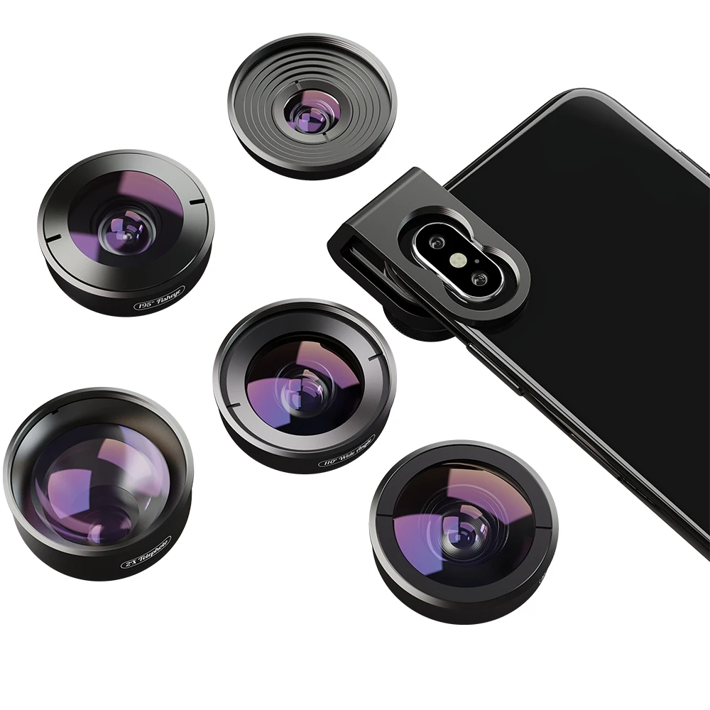 APEXEL HD 5 в 1 Камера телефонных объективов 4 K Широкий макро телескоп объектив рыбий