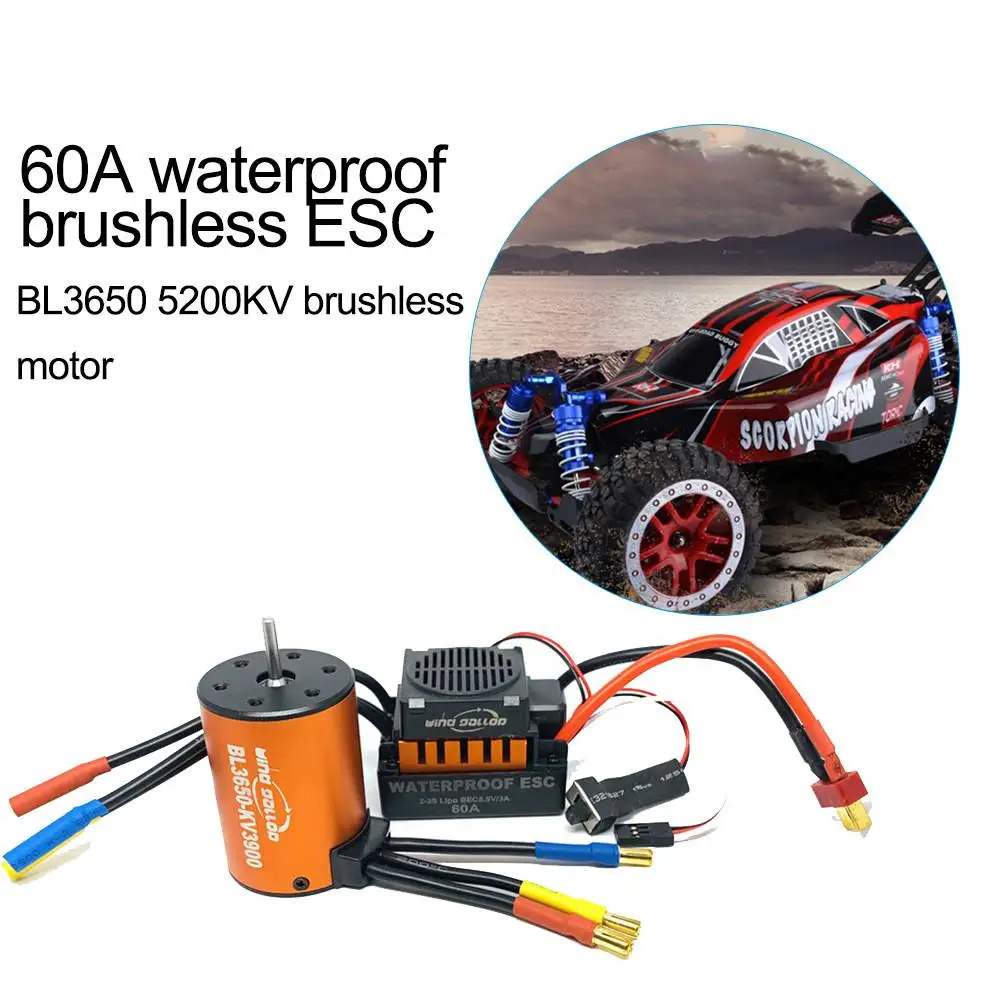 

Wind Gallop 60A Waterproof Brushless ESC + BL3650 3900KV 4300KV 5200KV Brushless Motor (4.0 Banana Head) Orange