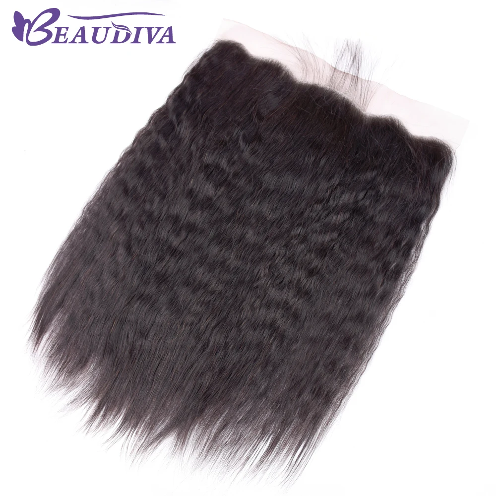  Brazilian Kinky Straight Hair Weaving 13*4 Lace Frontal Closure With Baby Hair 100% Human Hair Huma