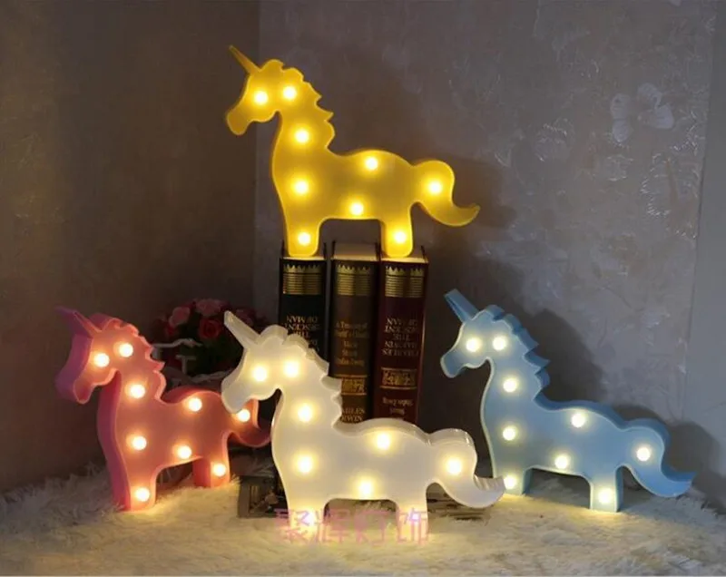 

3D Marquee Lamps Unicorn Horse Led Night Light Animal Wall Fairy Lighting Children Party Bedroom Decor Kids Gifts Battery Drive