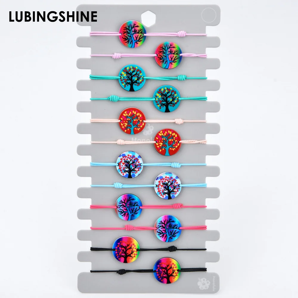 

Boho Braid Rope Unicorn Charms Bracelets Handmade Tree of Life Elastic Bracelet for Women Girls Christmas Jewelry Gift 12PCS/set
