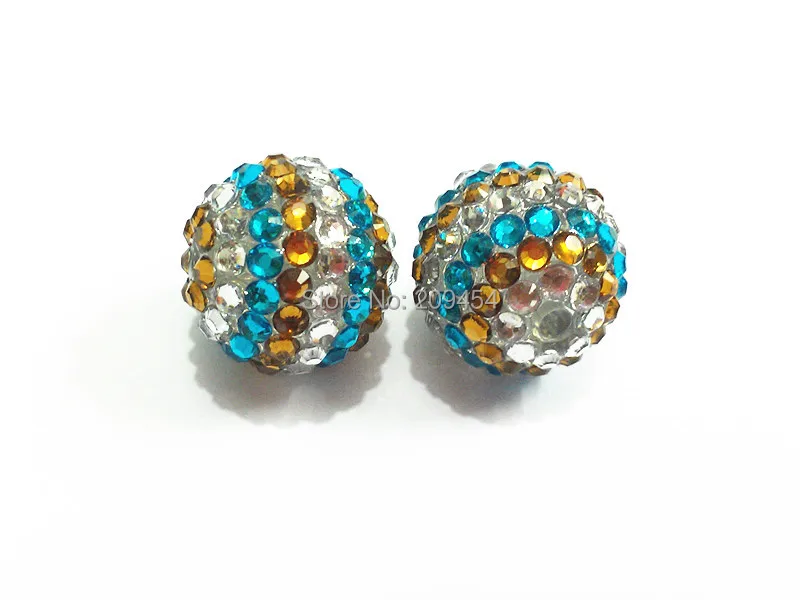 Wholesale 20mm 100pcs/lot Brown/White/Blue Stripe Resin Rhinestone Ball Beads | Украшения и аксессуары