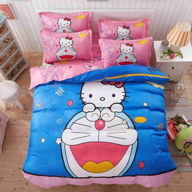 Fashion Printing Cartoon Home Bedding Set Doraemon Printed for Kids