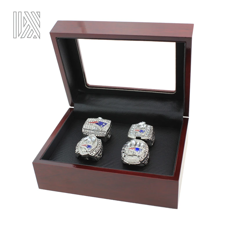 4 pcs/set Amazing quality New England Patriots World Championship Ring Set 2001 2003 2004 2014 Big ring Size 11