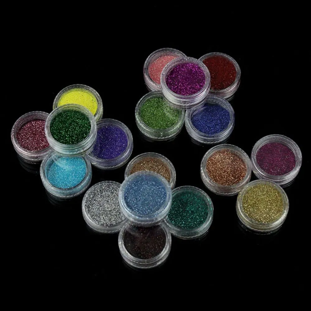 18 цветов ногтей Искусство Набор для акриловых ногтей Блеск порошок для УФ-гель, акриловый порошок Украшение Советы Женский гель набор для маникюра