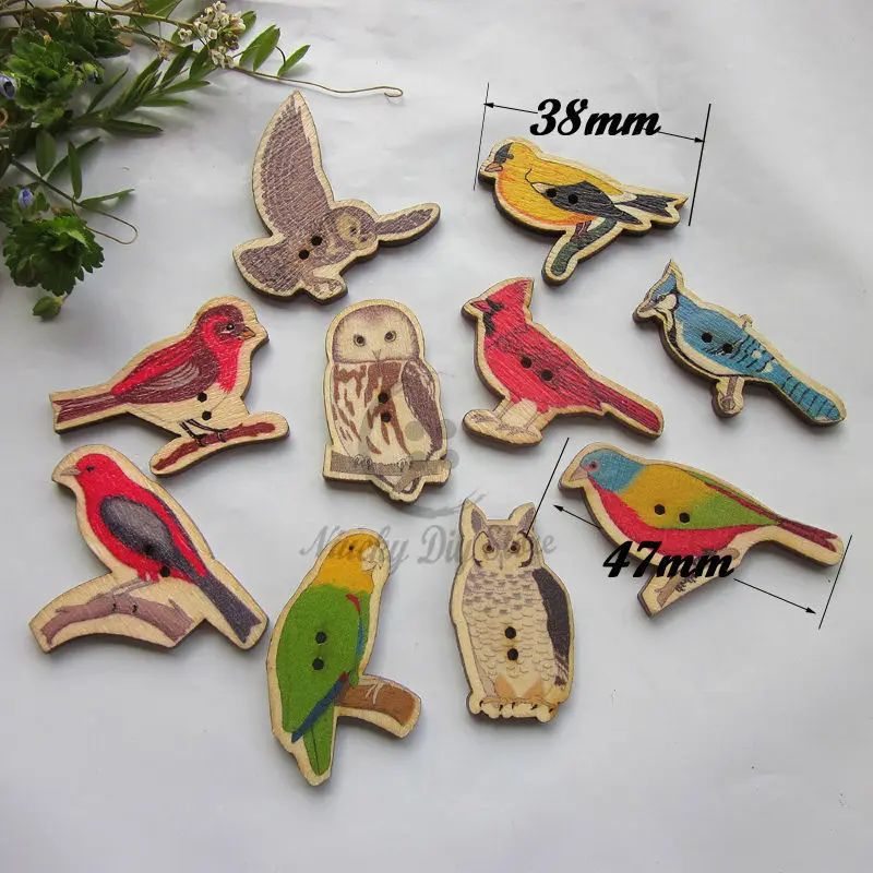 Animal buttons 144pcs Retro mixed variety of birds scrapbooking buttons