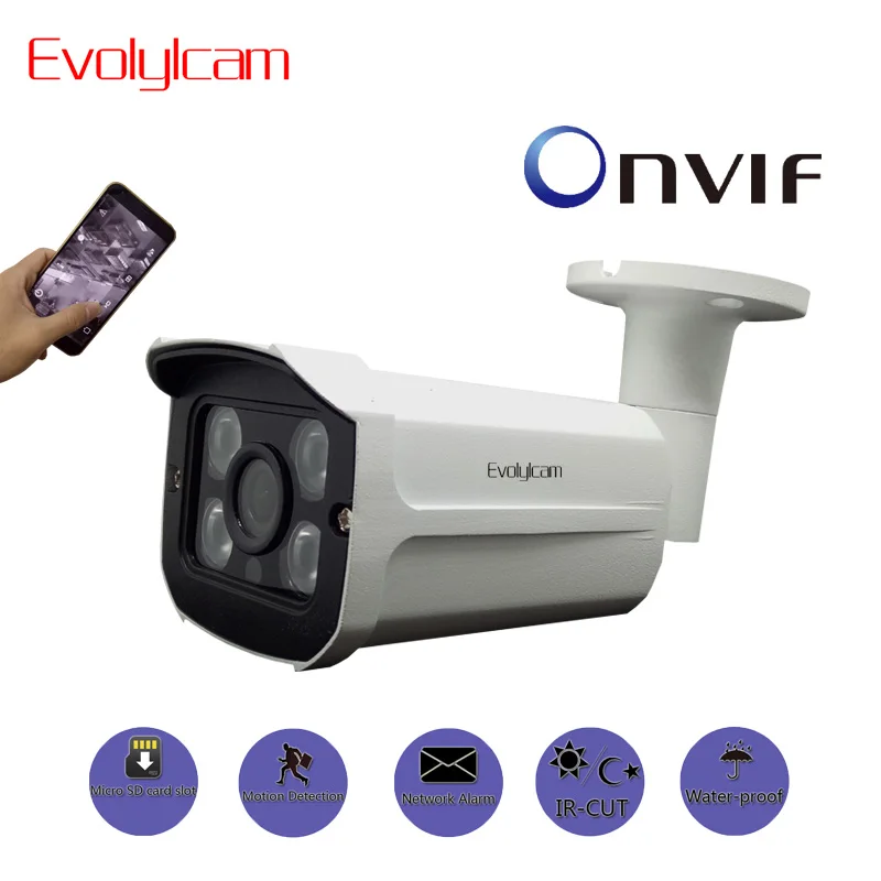 Evolylcam 2MP 1080 P Full-HD проводной Micro SD/TF слот для карты IP Камера сети сигнализации P2P Onvif видеонаблюдения пуля камера видеонаблюдения