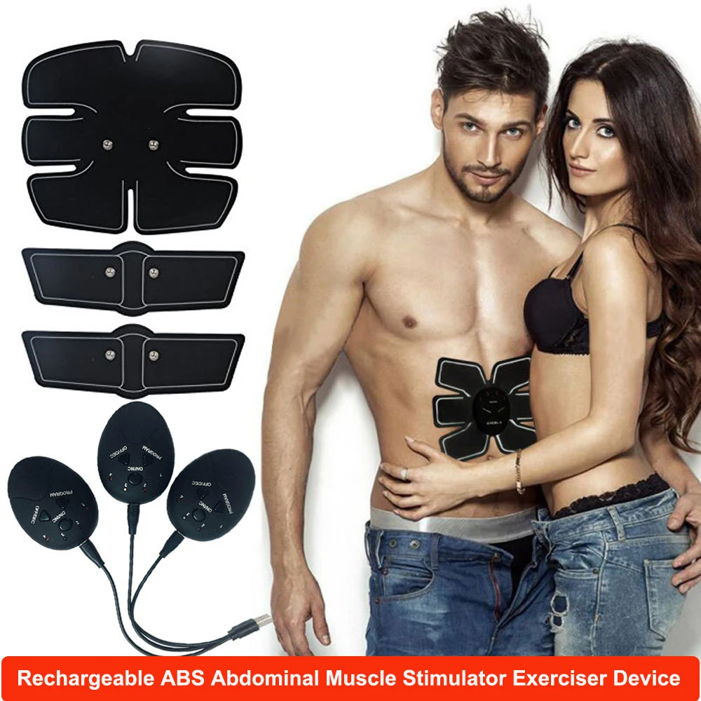 

Rechargeable Smart EMS Electric Pulse Treatment Massager Abdominal Muscle Stimulator Exerciser Device Fitness Trainer Equipment
