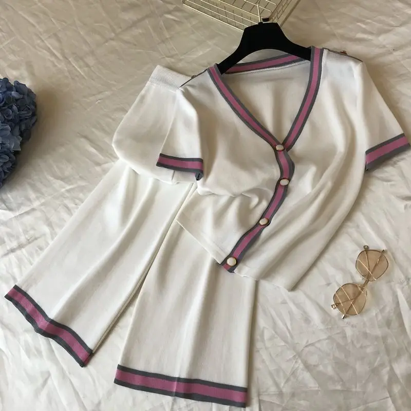 ALPHALMODA женский новый вязаный кардиган + брюки 2 шт офисный костюм с v образным