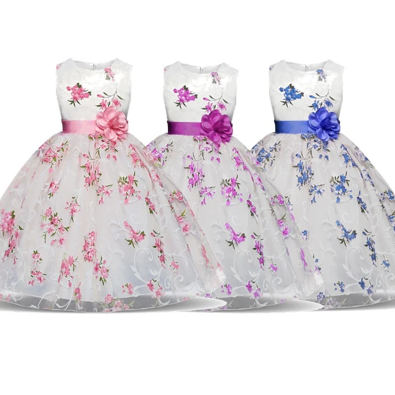 Baby Flower Girl Dresses For Girls Wedding Birthday Floral Vestido Tutu Elegant Dress for Girl  Princess Kids Formal Prom Gown