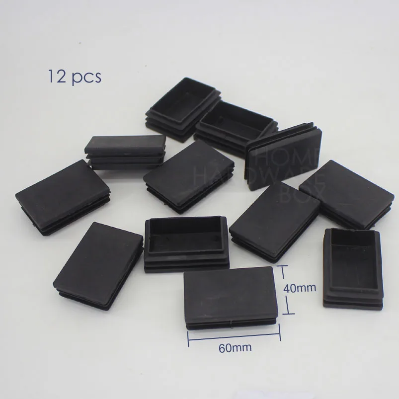 12 pcs 60 x 40mm rectangle pipe end cap cover plastic insert tubingin