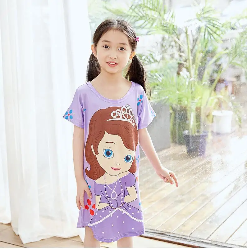 Новинка года, детская одежда для девочек летние платья пижамы для маленьких девочек Милая Ночная рубашка принцессы Детская домашняя одежда для сна для девочек, QW72 - Цвет: style 19