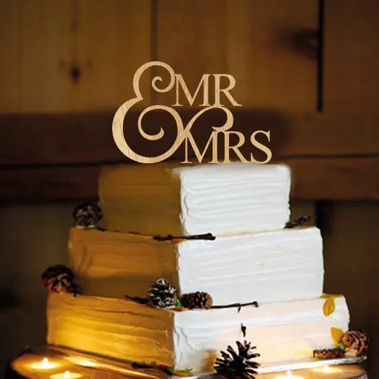 

Mr and Mrs - Cake Decor - Bride and Groom-Rustic Wedding Cake Topper - Personalized Monogram Cake Topper