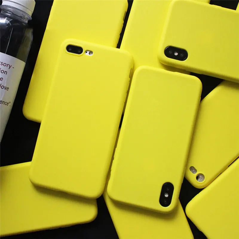 Мягкий чехол карамельных цветов для iPhone X 8 7 6S 6 Plus лимонно желтый приятный на