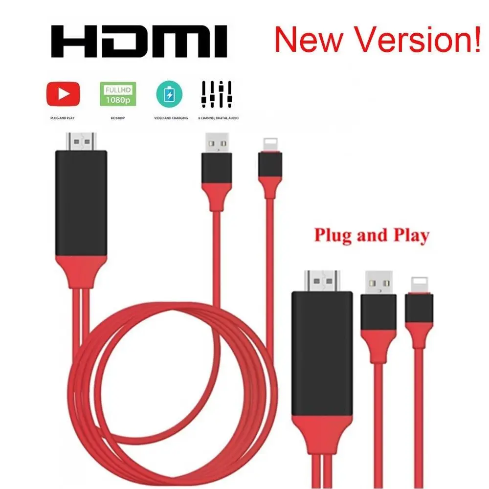 2M HD 1080P USB 8 Pin to HDMI HDTV AV Cable For iphone Phone TV Converter Projection Adapter Cables Lighting |