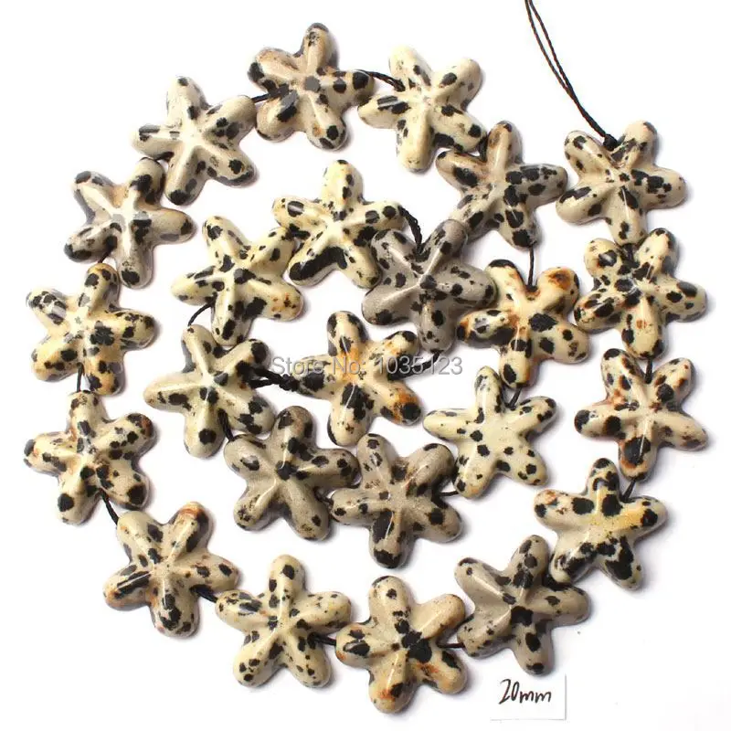 

Free Shipping 20mm Natural Dalmatian Stone Flower Shape Gem Loose Beads Strand 15" DIY Creative Jewellery Making w2380