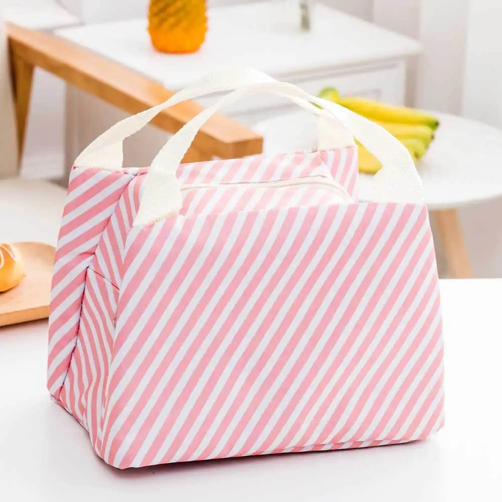 pink white Портативный изолированный термохолодильник Bento Ланч-бокс сумка для пикника Сумка для хранения сумки для ланча - Цвет: pink white