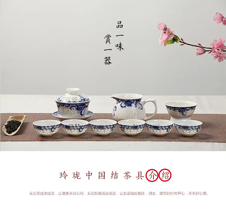 Blue-and-white Exquisite Ceramic Teapot Kettles Tea Cup Porcelain Chinese Kung Fu Tea Set Drinkware