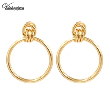 Vodeshanliwen Лидер продаж Для женщин круглый металлический большие серьги Мода чешского Геометрическая себе серьги стержня очарование свадебные украшения