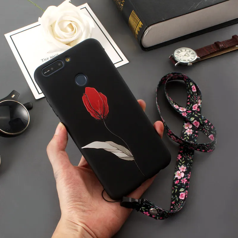 

For Huawei Y7 Prime 2018 Case Silicone Super 3D Relief Rose Cartoon Soft TPU Phone Case For Huawei Y7 Prime 2018 Back Case Capa