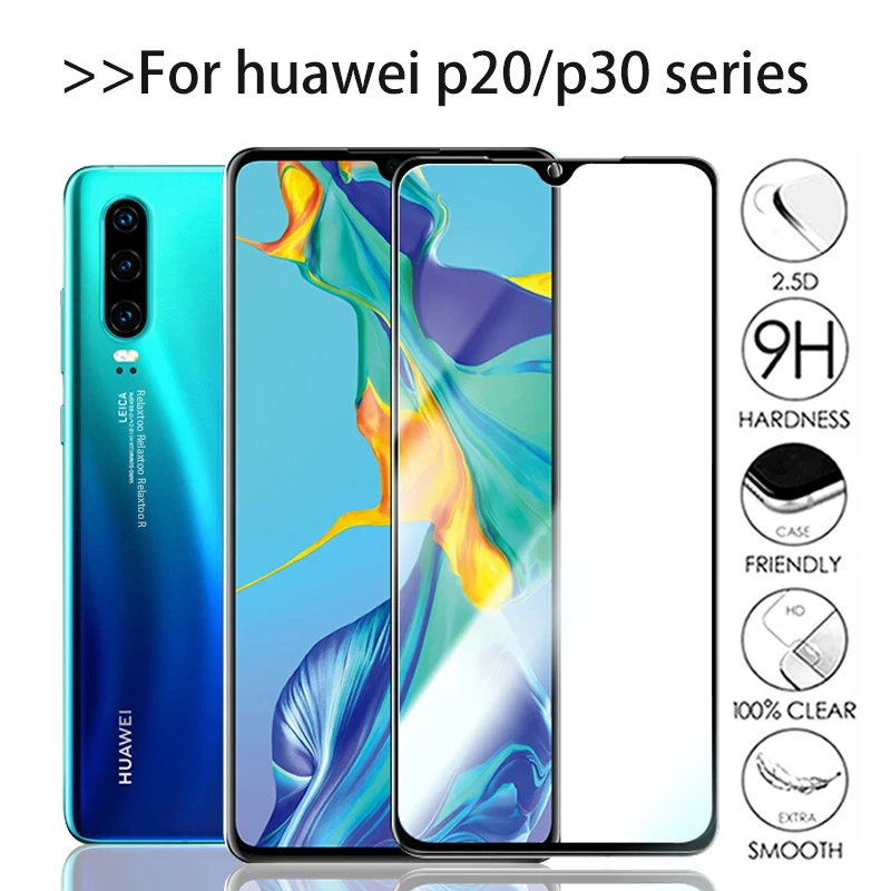 Full Cover Tempered Glass For Huawei p30 lite phone Screen Protector