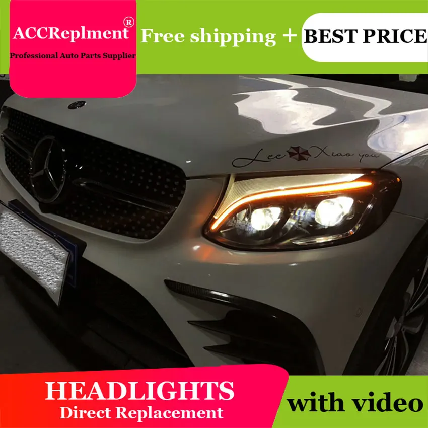 AUTO.PRO для Benz AMG GLC передняя фара 2016 2019 Биксеноновые линзы передние фары H7