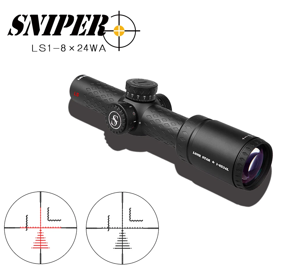 Снайпер 1-8 ×24L прицел Регулируемый Красный точечный охотничий светильник тактический прицел оптический прицел быстрый фокус