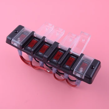 

DWCX Car Marine Boat Ship 12V 6 Gang Waterproof Rocker Switch Control Panel Red LED 16A 12V DC Water IP Rating IP65