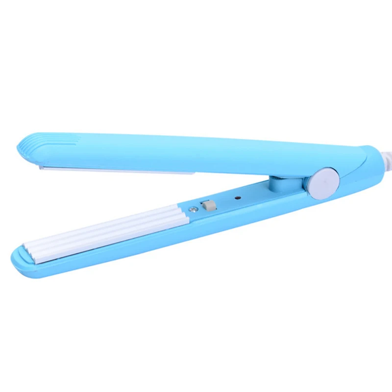 

Mini Ceramic Electronic Hair Straightener Curling Iron Straightening Corrugated Irons Hair Crimper Styling Tools 220V Blue Eu