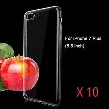 10 шт ультра-тонкий прозрачный ТПУ мягкий чехол для iphone 7 плюс 7 плюс кристальная задняя крышка защита кожи силиконовый чехол для iphone 7 Plus