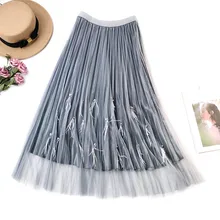 Новая модная Милая женская плиссированная юбка с высокой талией Элегантная сетчатая длинная юбка с кисточками 99 LT88