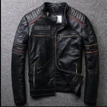Брендовая одежда, мужские Куртки из натуральной кожи с черепами, Мужская байкерская куртка размера плюс. homme motor coat.sales.gif t, модная
