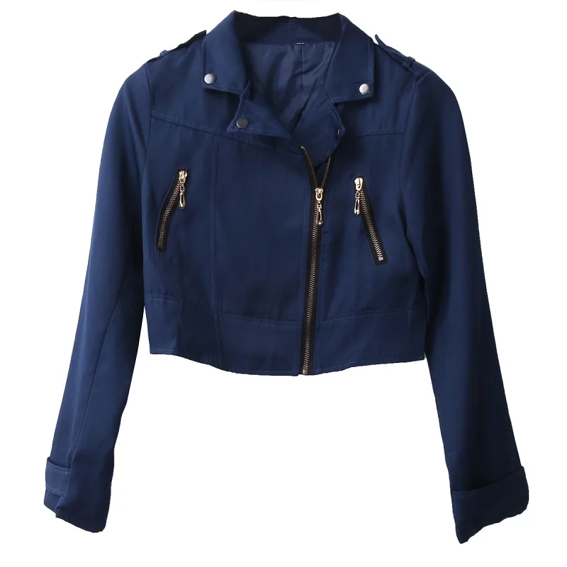 

Women Winter Spring Jacket Punk Style Short Coats Business Suit Outwear Zipper Jacket Short Coat Casual Crop Top 2017