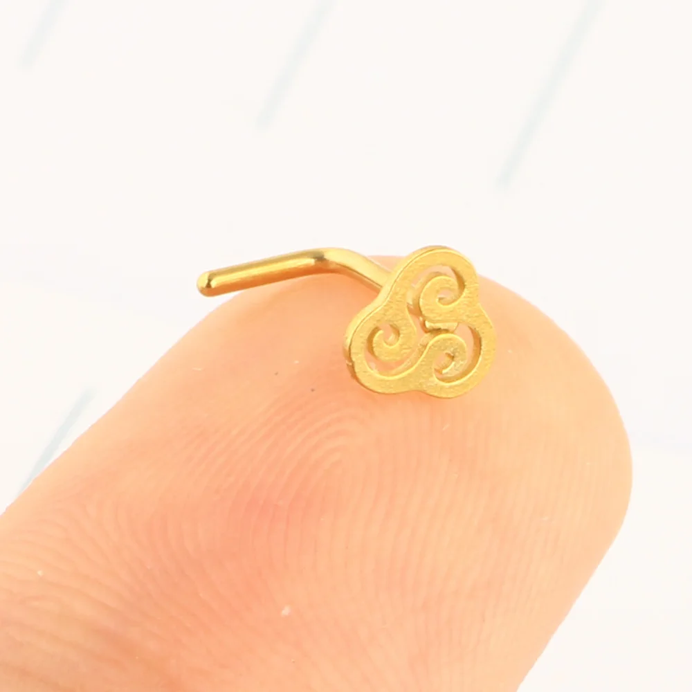 JUNLOWPY 20G Surgical Steel Mix Color Nose Stud Rings L Shaped Piercing Jewelry Nose rings nose piercing body Sprial Wholesales