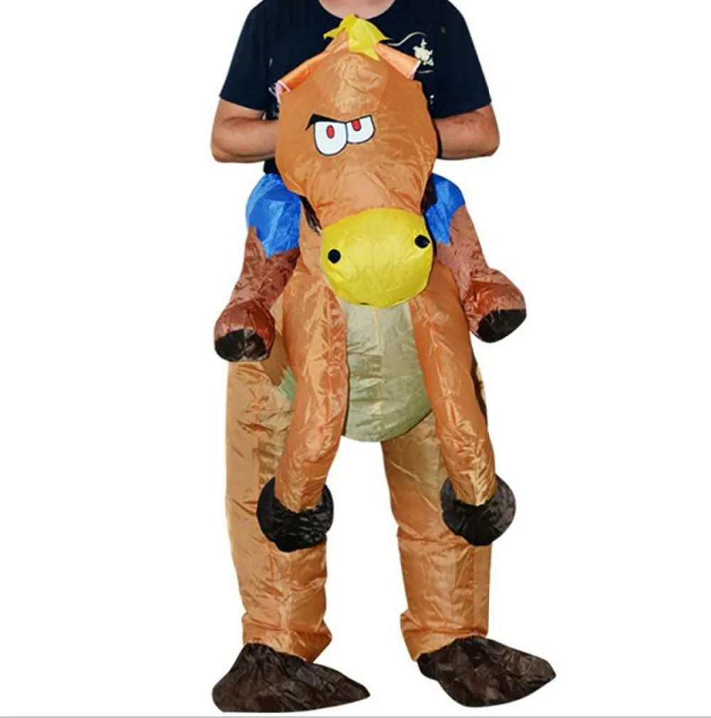 Надувные Ковбой костюм динозавра ездить на лошади Необычные платья Halloween Party Костюмы для косплея Для Взрослых надувной костюм лошади