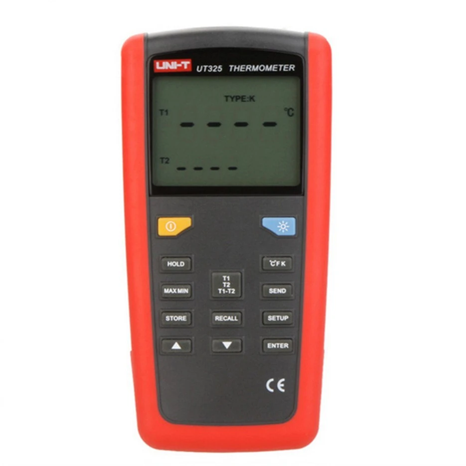 

UNI-T UT325 Electronic Digital Thermometer Temperature Meter Tester T1-T2 Dual Input with High/Lower Alarm & Auto Calibration