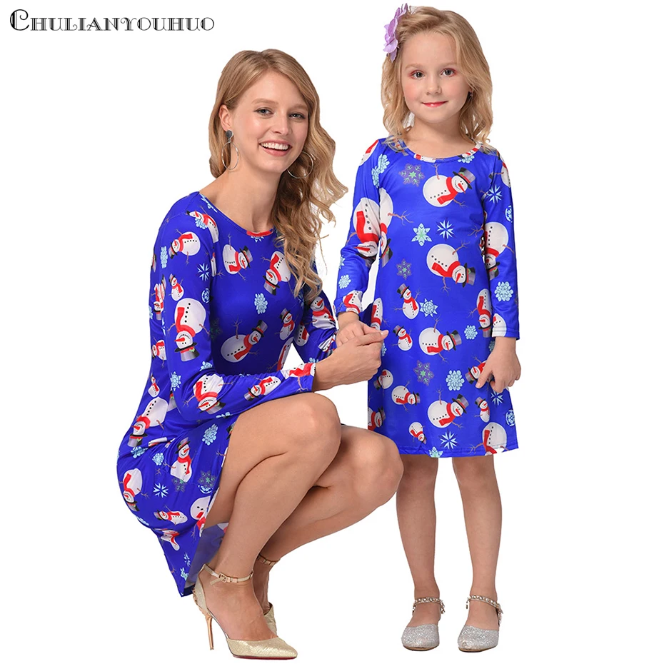 2018 christmas mother daughter dresses clothes mommy and me family matching mom and daughter dress kids parent child outfits (2)