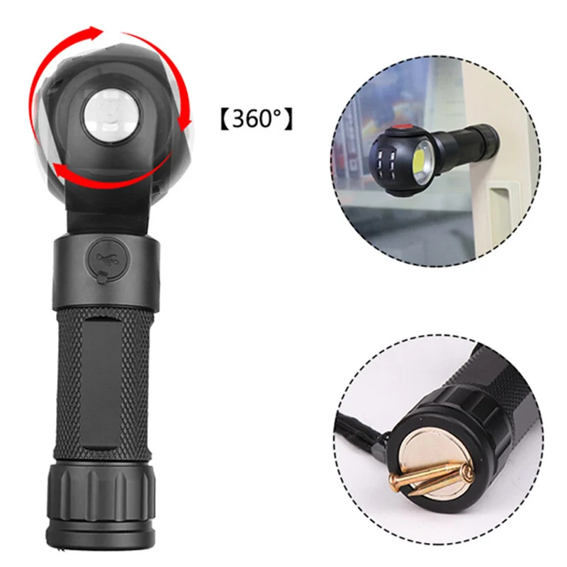 ZK5 дропшиппинг T6 COB с магнитным креплением светодиодный вспышка светильник фонарь 360 Вращение рабочий светильник походный светильник s Пеший Туризм Фонарь USB зарядное устройство