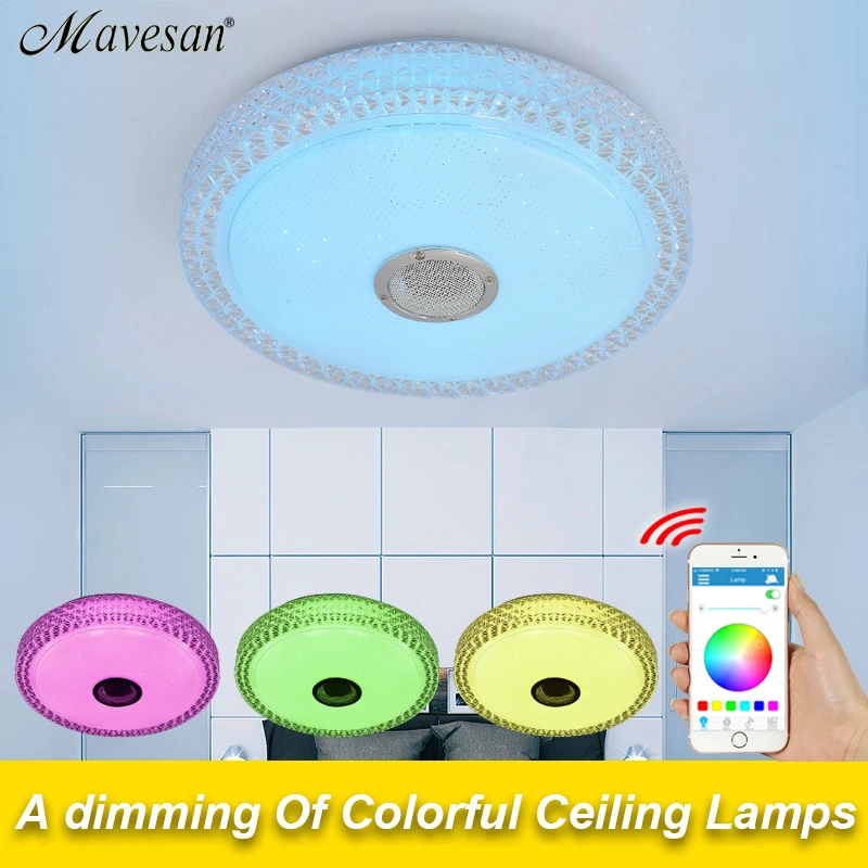 Us 67 0 49 Off Led Music Ceiling Lamp With Bluetooth Speaker 36w 90 260v Modern Lighting For Home Decoration Luminaire Light Fixture Luminarias In