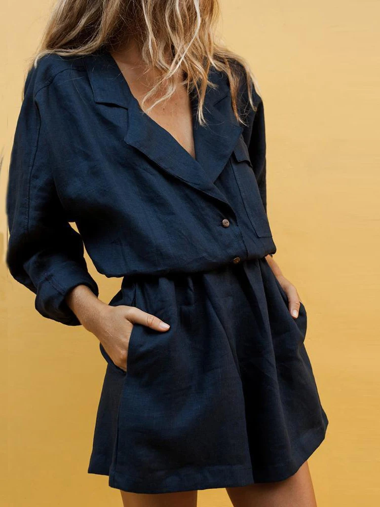 

Cotton Single-Breasted Temperament Suit Shorts Suit Summer Two Piece Set Turn-down Collar Jacket and Shorts Casual Women's Suit